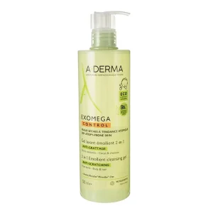 A-Derma Exomega Control Gel Limpiador Emoliente 2 en 1 Anti-irritación, 500 ml