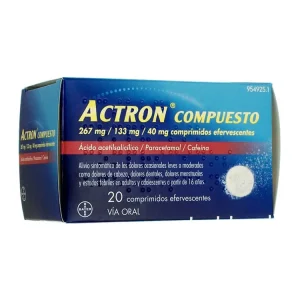 Actron Compuesto 267 mg/133 mg/40 mg, 20 Comprimidos Efervescentes