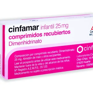 Cinfamar Infantil 25 mg, 10 Comprimidos Recubiertos