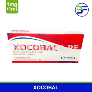 Xocobal Ampolla 1 mg/1 mL de Cianocobalamina para Anemia y Déficit de Vitamina B12